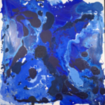 Acryl schilderij op doek, Maya Wildevuur, Compositie blauw, 1993